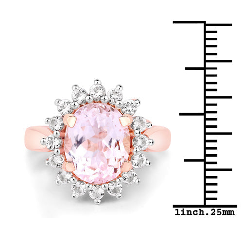5.56 Carat Genuine Kunzite and White Topaz .925 Sterling Silver Ring Bids.com