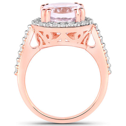6.94 Carat Genuine Kunzite and White Topaz .925 Sterling Silver Ring Bids.com