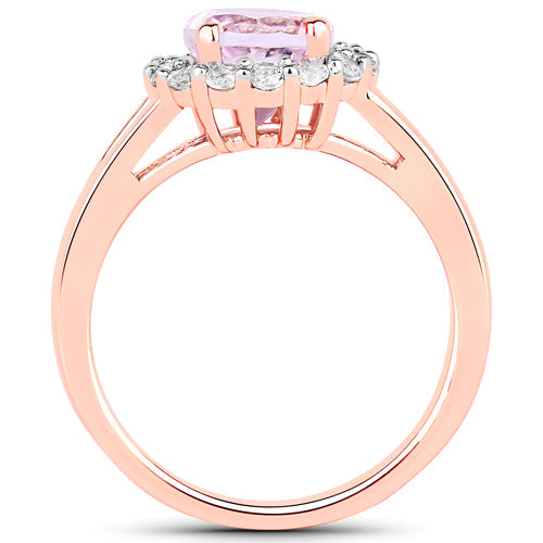 2.25 Carat Genuine Kunzite and White Topaz .925 Sterling Silver Ring Bids.com