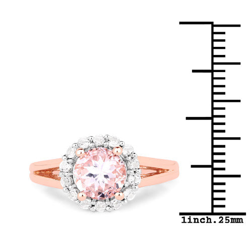 2.25 Carat Genuine Kunzite and White Topaz .925 Sterling Silver Ring Bids.com