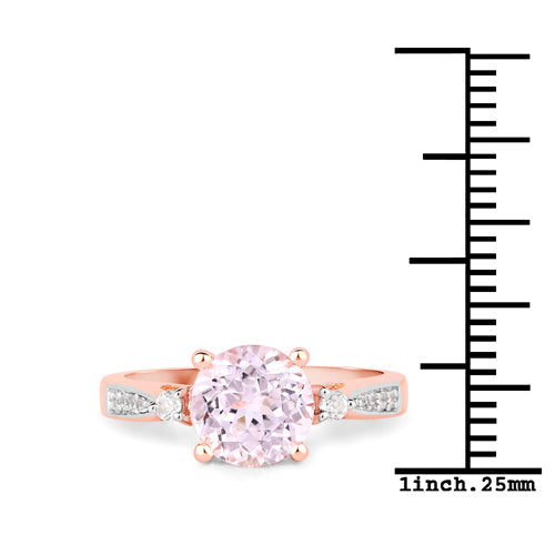 2.73 Carat Genuine Kunzite and White Topaz .925 Sterling Silver Ring Bids.com