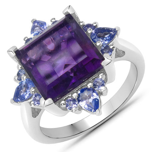 5.15 Carat Genuine Amethyst and Tanzanite .925 Sterling Silver Ring Bids.com