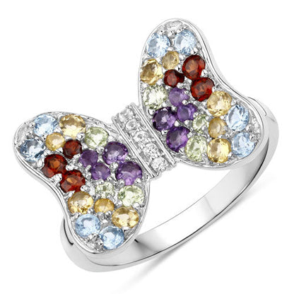 1.18 Carat Genuine Multi Stones .925 Sterling Silver Ring Bids.com