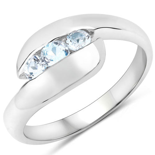 0.74 Carat Genuine Blue Topaz .925 Sterling Silver Ring Bids.com