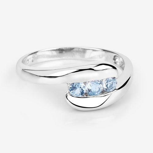 0.74 Carat Genuine Blue Topaz .925 Sterling Silver Ring Bids.com