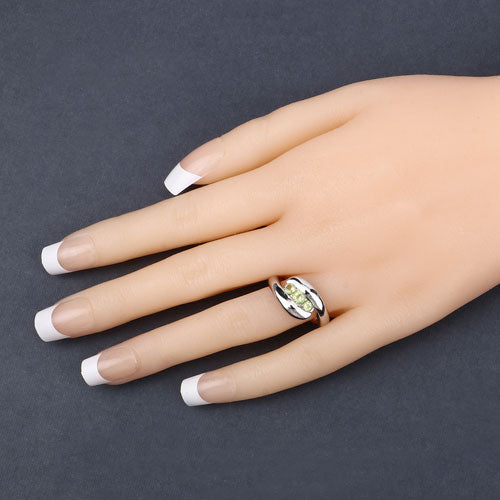 0.56 Carat Genuine Peridot .925 Sterling Silver Ring Bids.com