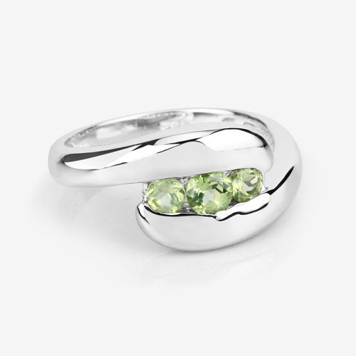 0.56 Carat Genuine Peridot .925 Sterling Silver Ring Bids.com