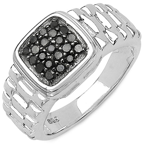 0.22 Carat Genuine Black Diamond .925 Sterling Silver Ring Bids.com