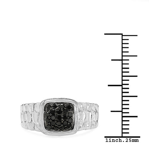 0.22 Carat Genuine Black Diamond .925 Sterling Silver Ring Bids.com