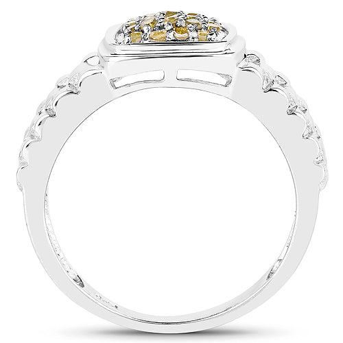 0.25 Carat Genuine Yellow Diamond .925 Sterling Silver Ring Bids.com
