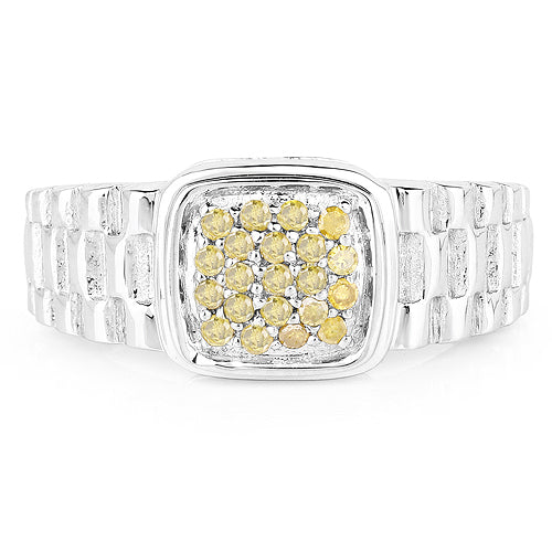 0.25 Carat Genuine Yellow Diamond .925 Sterling Silver Ring Bids.com