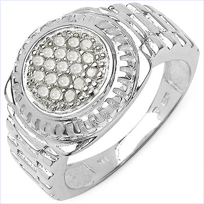 0.20 Carat Genuine White Diamond .925 Sterling Silver Ring Bids.com