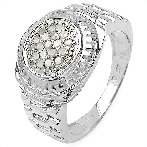 0.20 Carat Genuine White Diamond .925 Sterling Silver Ring Bids.com