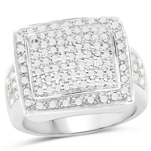 0.61 Carat Genuine White Diamond .925 Sterling Silver Ring Bids.com