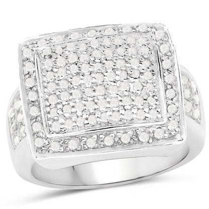 0.61 Carat Genuine White Diamond .925 Sterling Silver Ring Bids.com