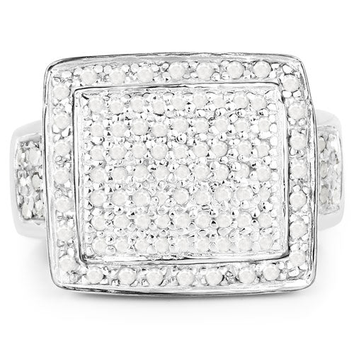 0.61 Carat Genuine White Diamond .925 Sterling Silver Ring Bids.com