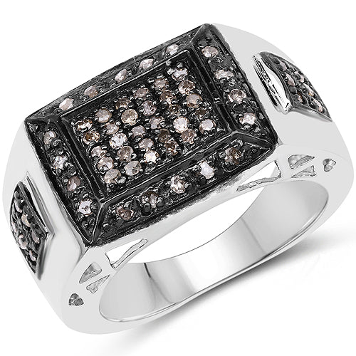 0.52 Carat Genuine Champagne Diamond .925 Sterling Silver Ring Bids.com
