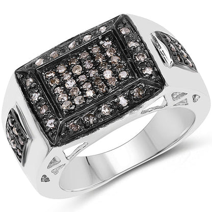 0.52 Carat Genuine Champagne Diamond .925 Sterling Silver Ring Bids.com