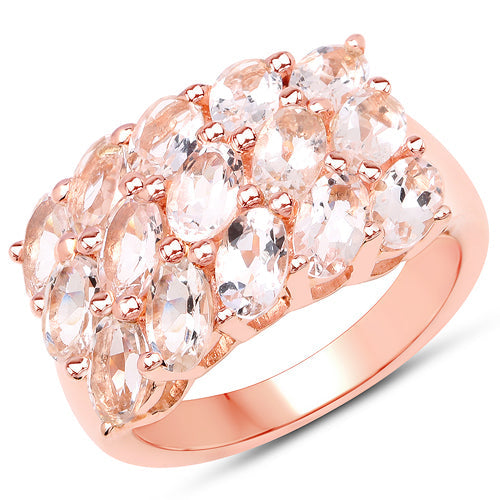 14K Rose Gold Plated 3.30 Carat Genuine Morganite .925 Sterling Silver Ring Bids.com