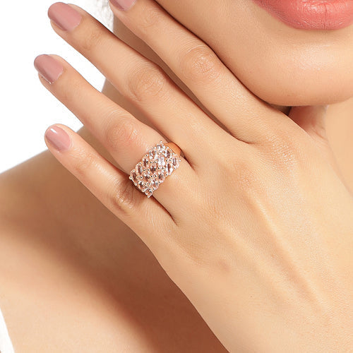 14K Rose Gold Plated 3.30 Carat Genuine Morganite .925 Sterling Silver Ring Bids.com