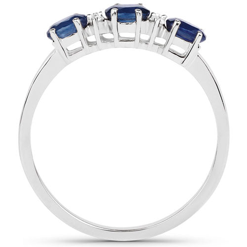 0.70 Carat Genuine Blue Sapphire and White Diamond 10K Yellow Gold Ring Bids.com