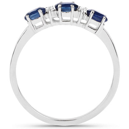 0.70 Carat Genuine Blue Sapphire and White Diamond 10K Yellow Gold Ring Bids.com