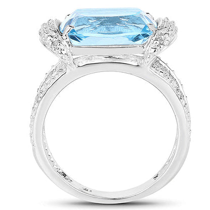 4.78 Carat Genuine Blue Topaz and White Topaz .925 Sterling Silver Ring Bids.com