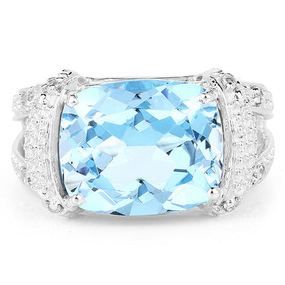 4.78 Carat Genuine Blue Topaz and White Topaz .925 Sterling Silver Ring Bids.com
