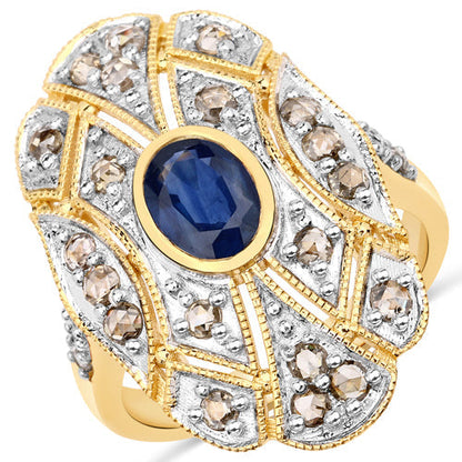 1.84 Carat Genuine Blue Sapphire and Diamond .925 Sterling Silver Ring Bids.com