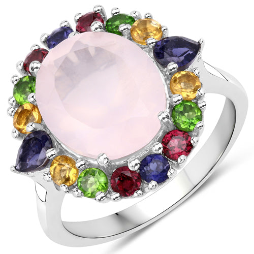 5.52 Carat Genuine Multi Stones .925 Sterling Silver Ring Bids.com