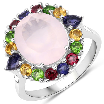 5.52 Carat Genuine Multi Stones .925 Sterling Silver Ring Bids.com