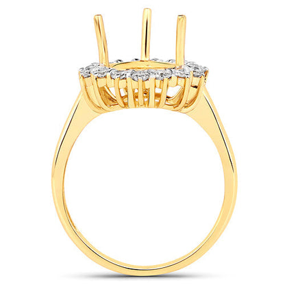 0.48 Carat Genuine White Diamond 14K Yellow Gold Semi Mount Ring - holds 11x9mm Pear Gemstone Bids.com