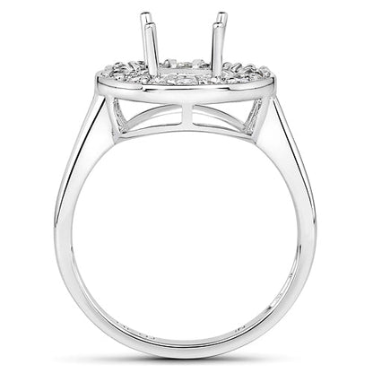 0.48 Carat Genuine White Diamond 14K White Gold Semi Mount Ring - holds 8.00mm Round Gemstone Bids.com