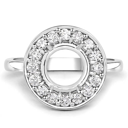0.48 Carat Genuine White Diamond 14K White Gold Semi Mount Ring - holds 8.00mm Round Gemstone Bids.com