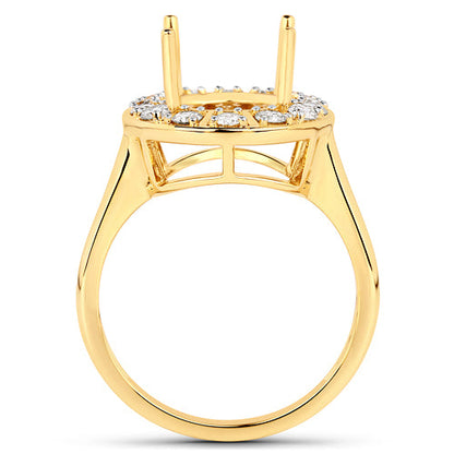 0.42 Carat Genuine White Diamond 14K Yellow Gold Semi Mount Ring - holds 11x9mm Oval Gemstone Bids.com
