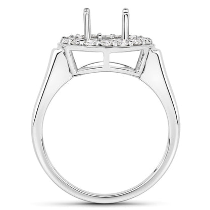 0.48 Carat Genuine White Diamond 14K White Gold Semi Mount Ring - holds 8.00mm Round Gemstone Bids.com
