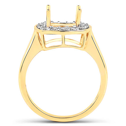 0.48 Carat Genuine White Diamond 14K Yellow Gold Semi Mount Ring - holds 8x8mm Cushion Gemstone Bids.com