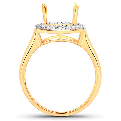 0.51 Carat Genuine White Diamond 14K Yellow Gold Semi Mount Ring - holds 10x8mm Cushion Gemstone Bids.com