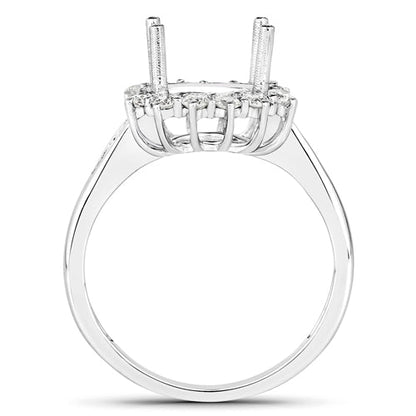 0.58 Carat Genuine White Diamond 14K White Gold Semi Mount Ring - holds 9.00mm Round Gemstone Bids.com