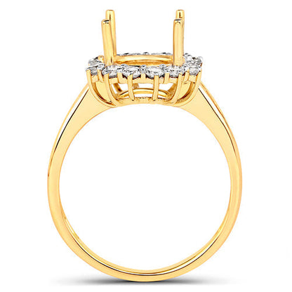 0.58 Carat Genuine White Diamond 14K Yellow Gold Semi Mount Ring - holds 9.00mm Round Gemstone Bids.com