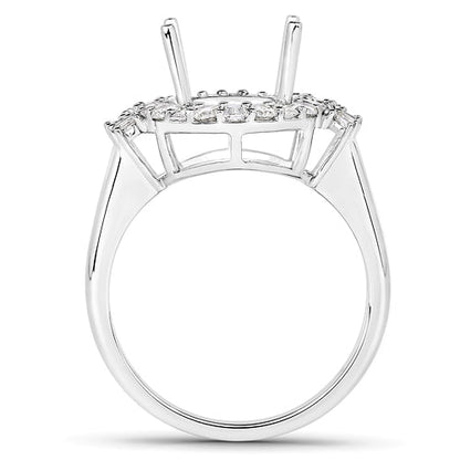 0.83 Carat Genuine White Diamond 14K White Gold Semi Mount Ring - holds 11x9mm Oval Gemstone Bids.com