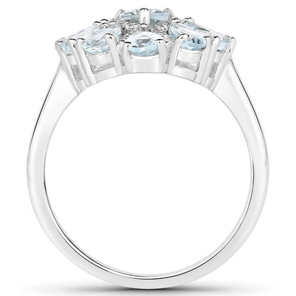 1.89 Carat Genuine Aquamarine and White Topaz .925 Sterling Silver Ring Bids.com