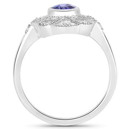 1.17 Carat Genuine Tanzanite and White Topaz .925 Sterling Silver Ring Bids.com