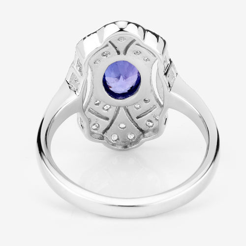 1.17 Carat Genuine Tanzanite and White Topaz .925 Sterling Silver Ring Bids.com