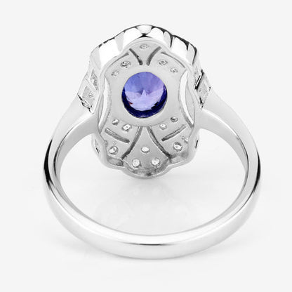 1.17 Carat Genuine Tanzanite and White Topaz .925 Sterling Silver Ring Bids.com