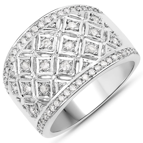 0.52 Carat Genuine White Diamond .925 Sterling Silver Ring Bids.com