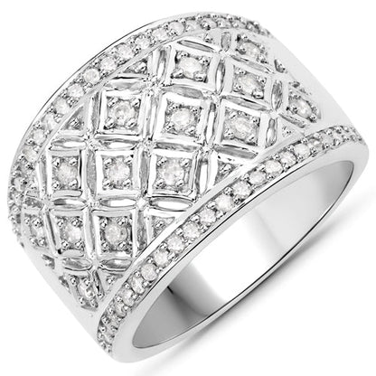 0.52 Carat Genuine White Diamond .925 Sterling Silver Ring Bids.com