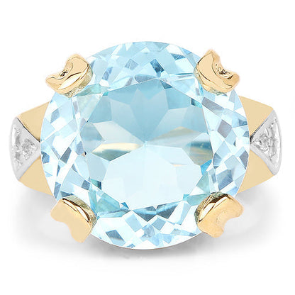 14K Yellow Gold Plated 12.98 Carat Genuine Blue Topaz and White Topaz .925 Sterling Silver Ring Bids.com