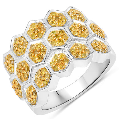 0.75 Carat Genuine Yellow Diamond .925 Sterling Silver Ring Bids.com