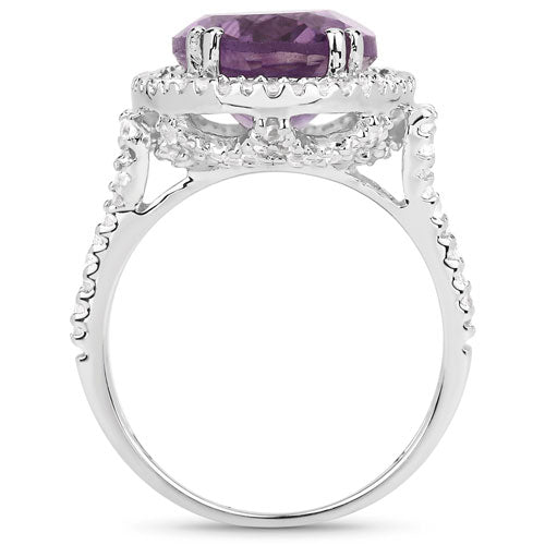 5.55 Carat Genuine Amethyst & White Topaz .925 Sterling Silver Ring Bids.com